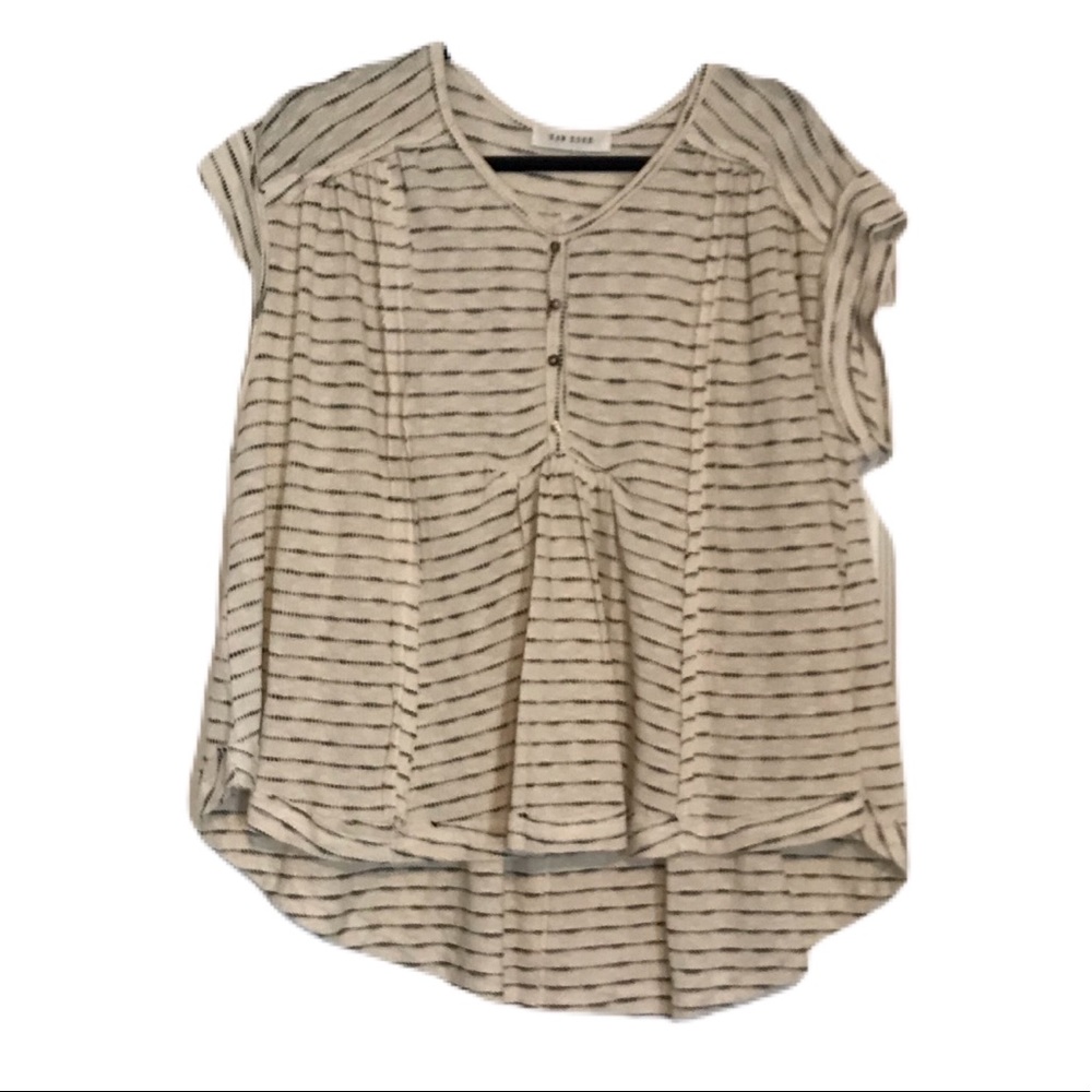 Black and cream striped top with buttons